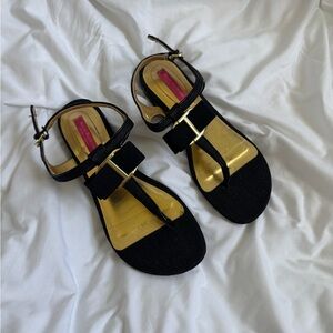 Isaac Mizrahi Black and Gold Sandals